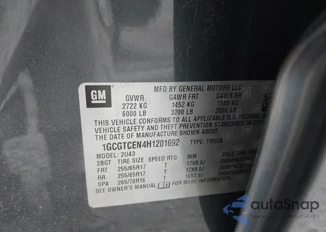 2017 Chevrolet Colorado Lt из США, поврежденный, VIN 1GCGTCEN4H1201692